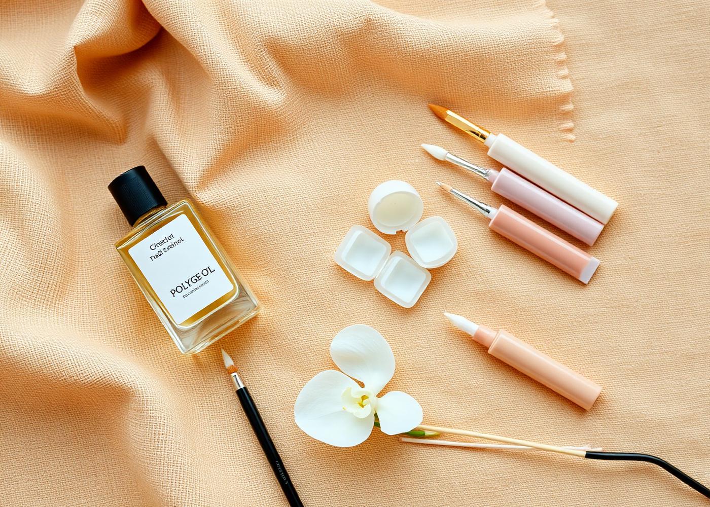 Nail technician's workstation flat lay